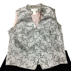 Unique Edgy Metallic Silver & Black Satin Brocade Vest Size 6 (*Bundle Sale)